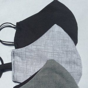 3 Black, Grey, White Print 100% Cotton Face Mask